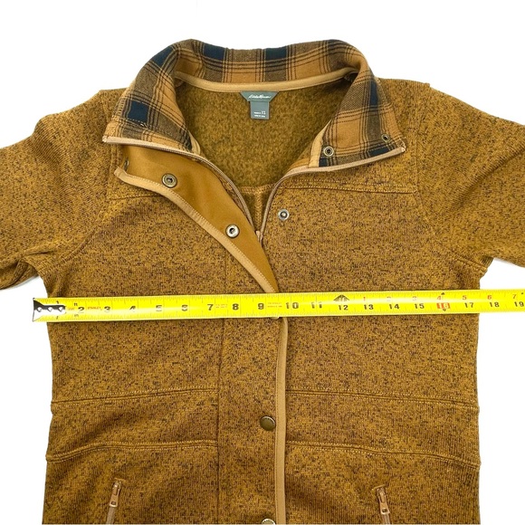 EDDIE BAUER Women's Zip Snap Closure Fleece Jacket Brown/Rust Color Size X-Small - Picture 8 of 9